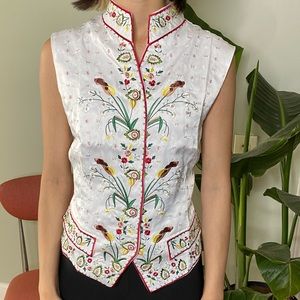 White Embroidered Vest